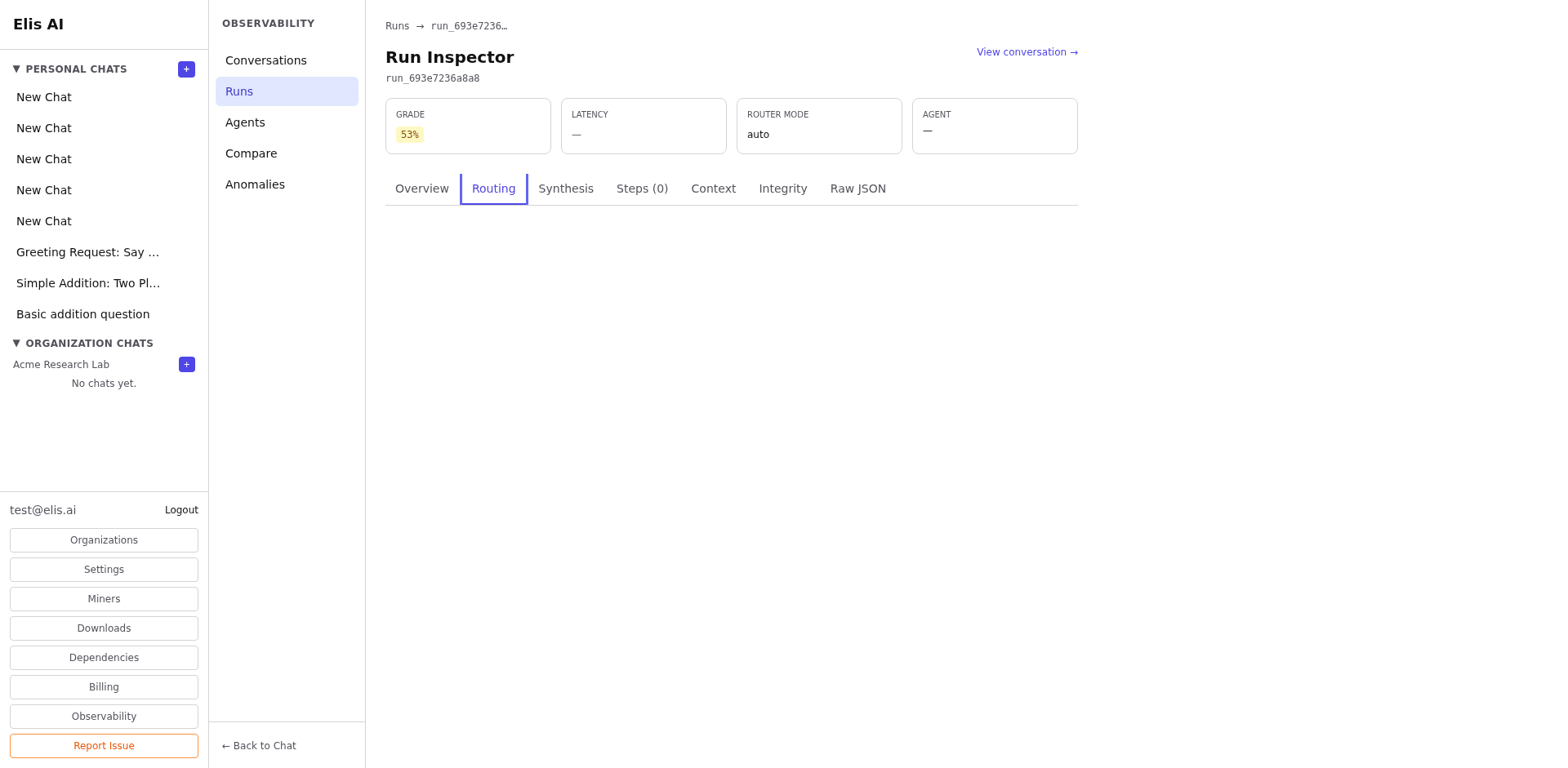 Routing tab with scores