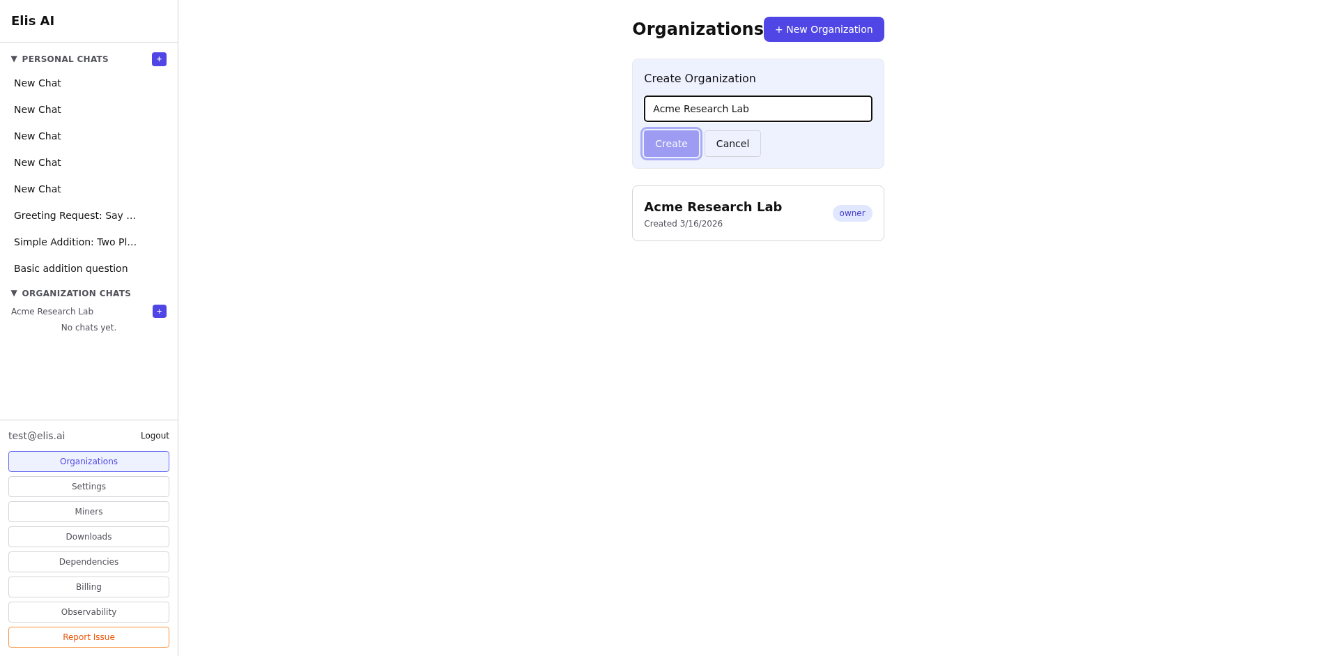 Create organization form