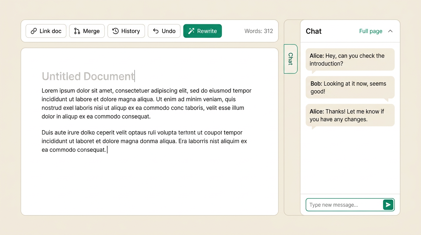 Editor layout with Chat panel on the right