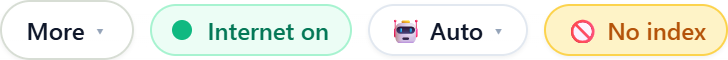Chat toolbar with the indexing toggle switched to No index